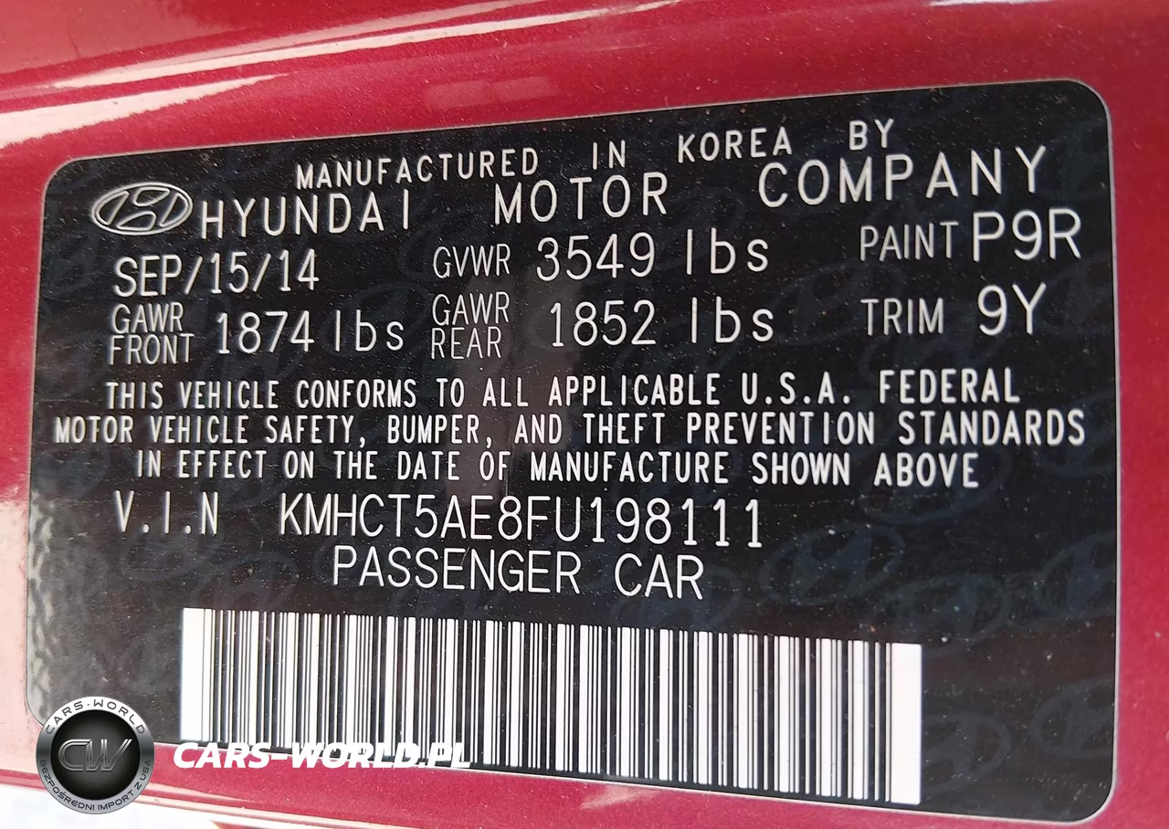 2015 Hyundai Accent Gs VIN:KMHCT5AE8FU198111 - 9