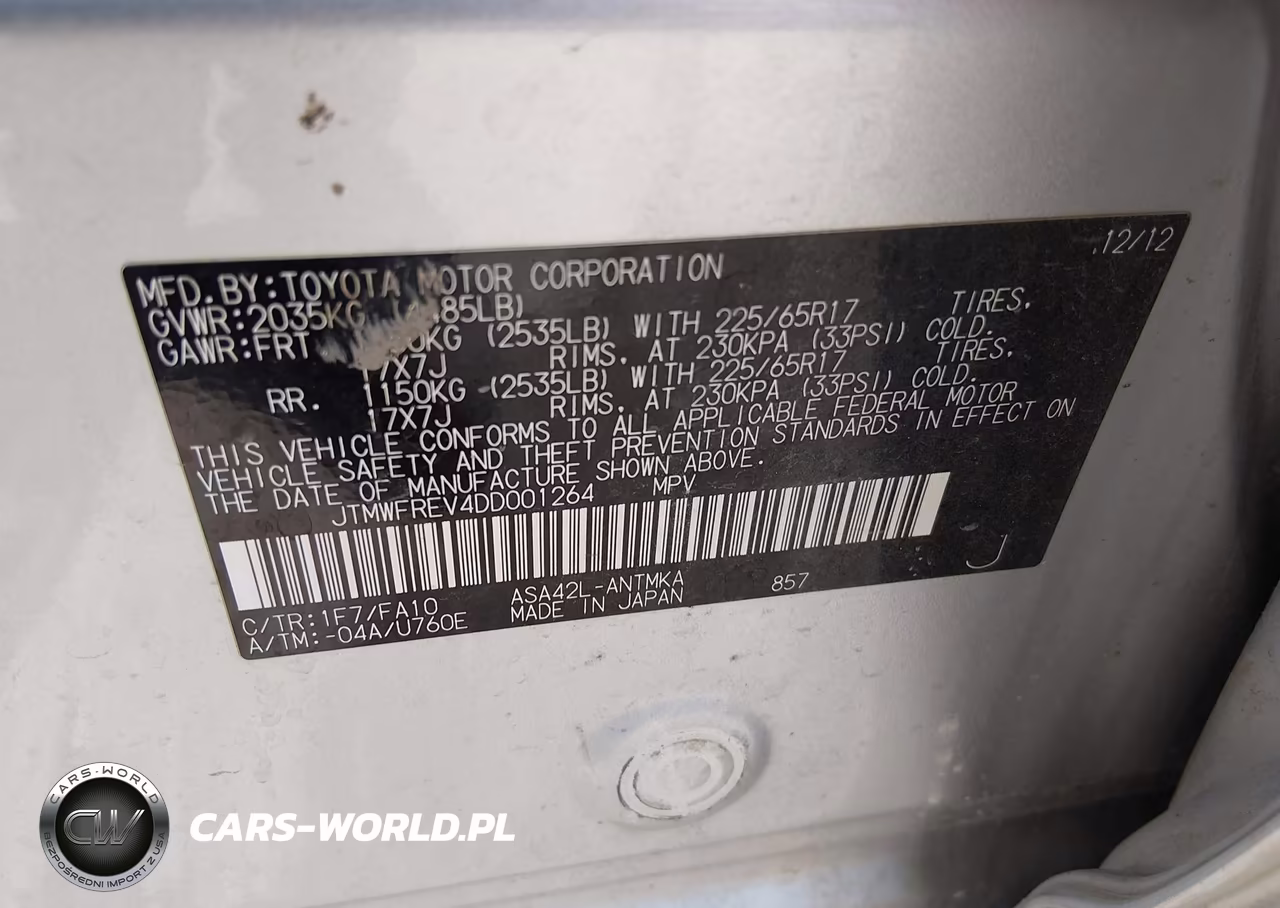 2013 Toyota Rav4 Xle VIN:JTMWFREV4DD001264 - 9