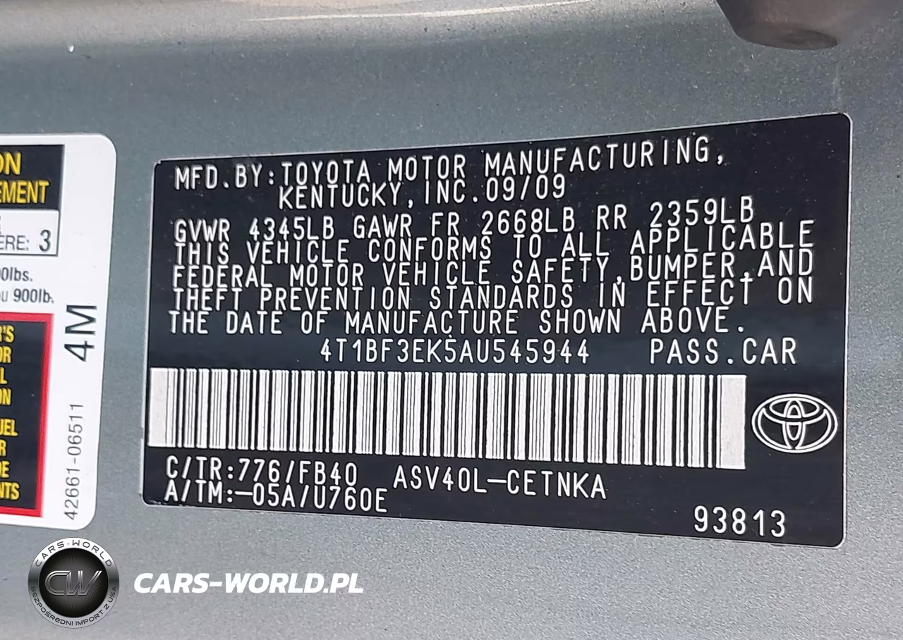 2010 Toyota Camry Le VIN:4T1BF3EK5AU545944 - 9