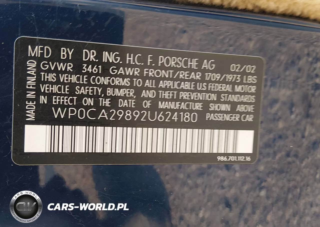 2002 Porsche Boxster VIN:WP0CA29892U624180 - 9