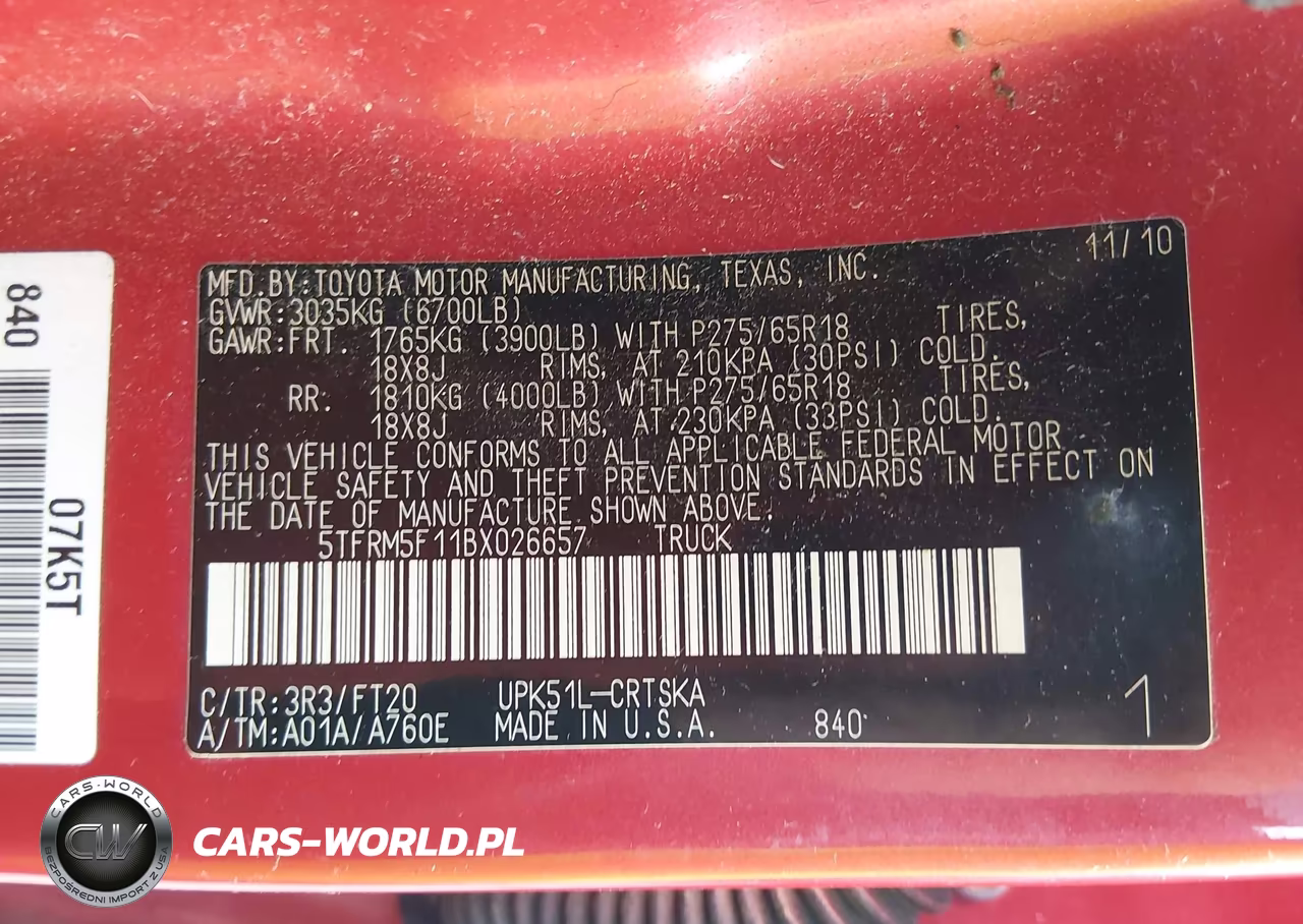 2011 Toyota Tundra Grade 4.6L V8 VIN:5TFRM5F11BX026657 - 9