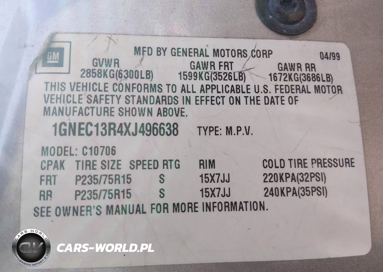 1999 Chevrolet Tahoe Limited VIN:1GNEC13R4XJ496638 - 9