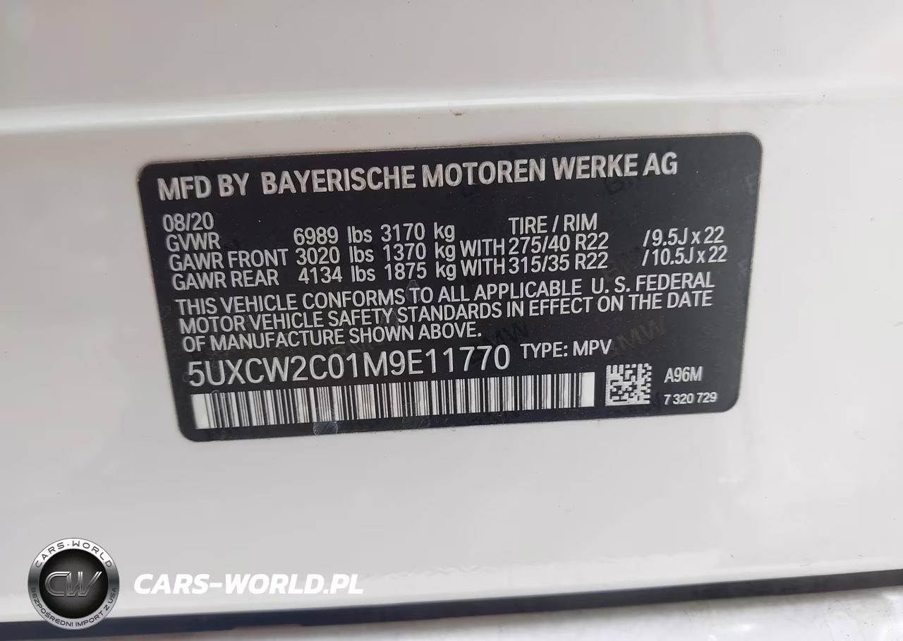 2021 BMW X7 xDrive40I VIN:5UXCW2C01M9E11770 - 9
