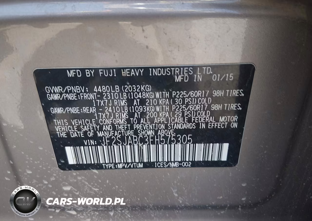 2015 Subaru Forester 2.5I VIN:JF2SJABC3FH575305 - 9
