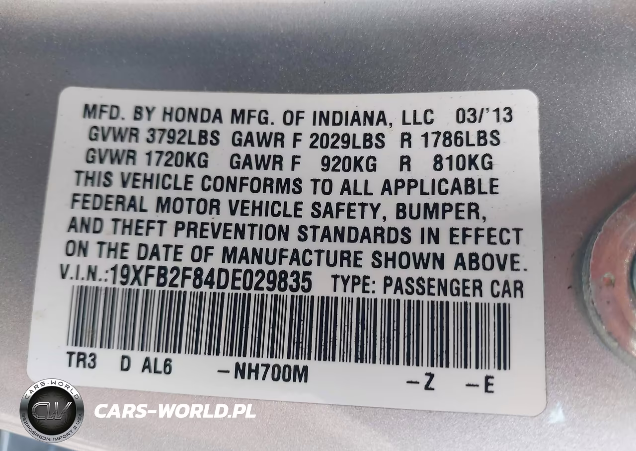 2013 Honda Civic Ex VIN:19XFB2F84DE029835 - 9