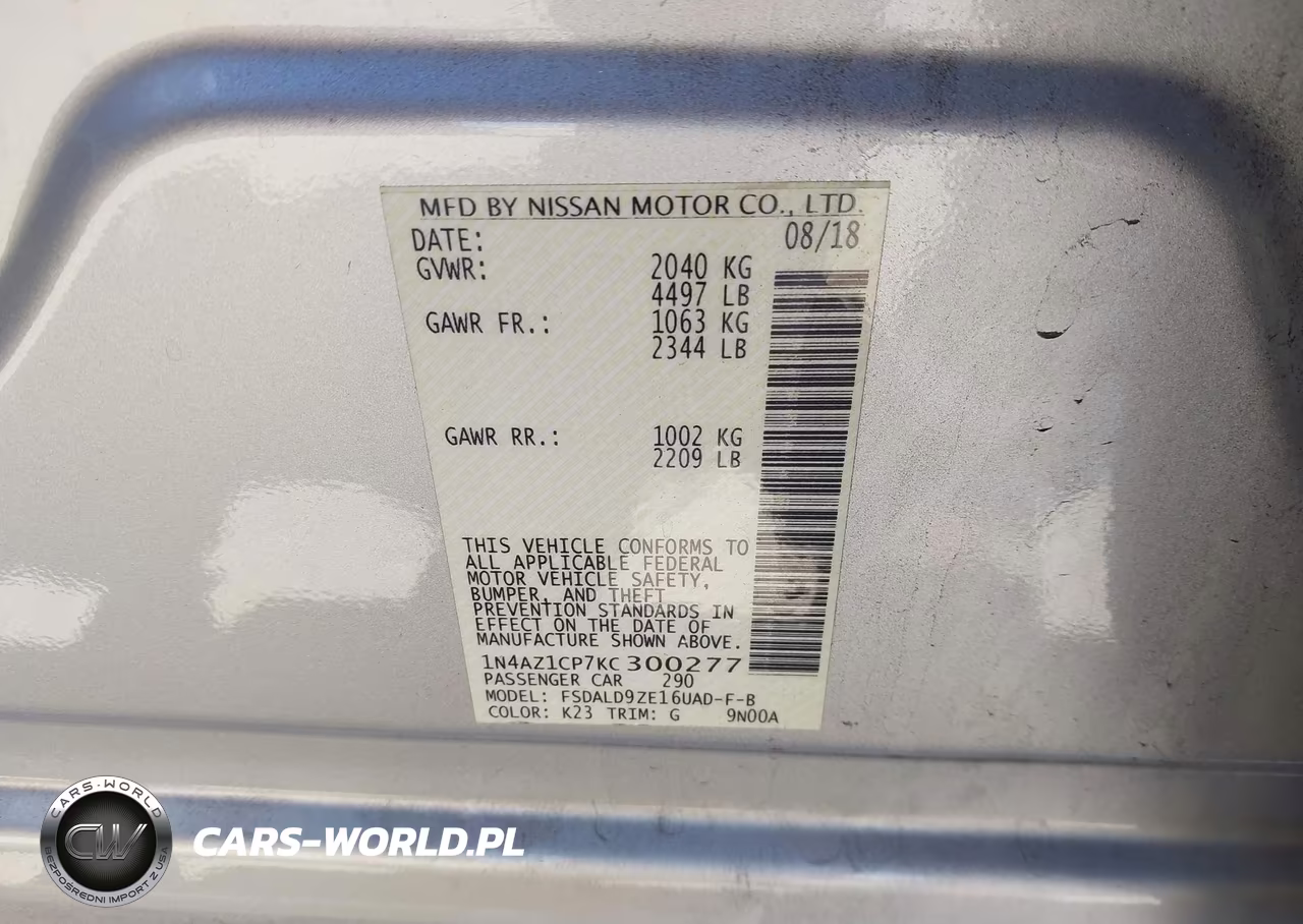 2019 Nissan Leaf Sv VIN:1N4AZ1CP7KC300277 - 9