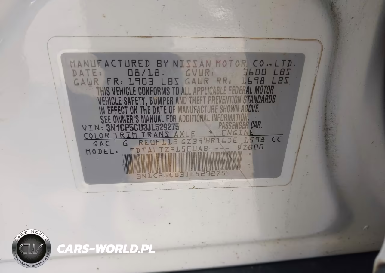 2018 Nissan Kicks Sr VIN:3N1CP5CU3JL529275 - 9