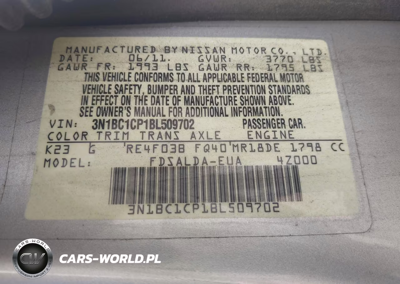 2011 Nissan Versa 1.8S VIN:3N1BC1CP1BL509702 - 9