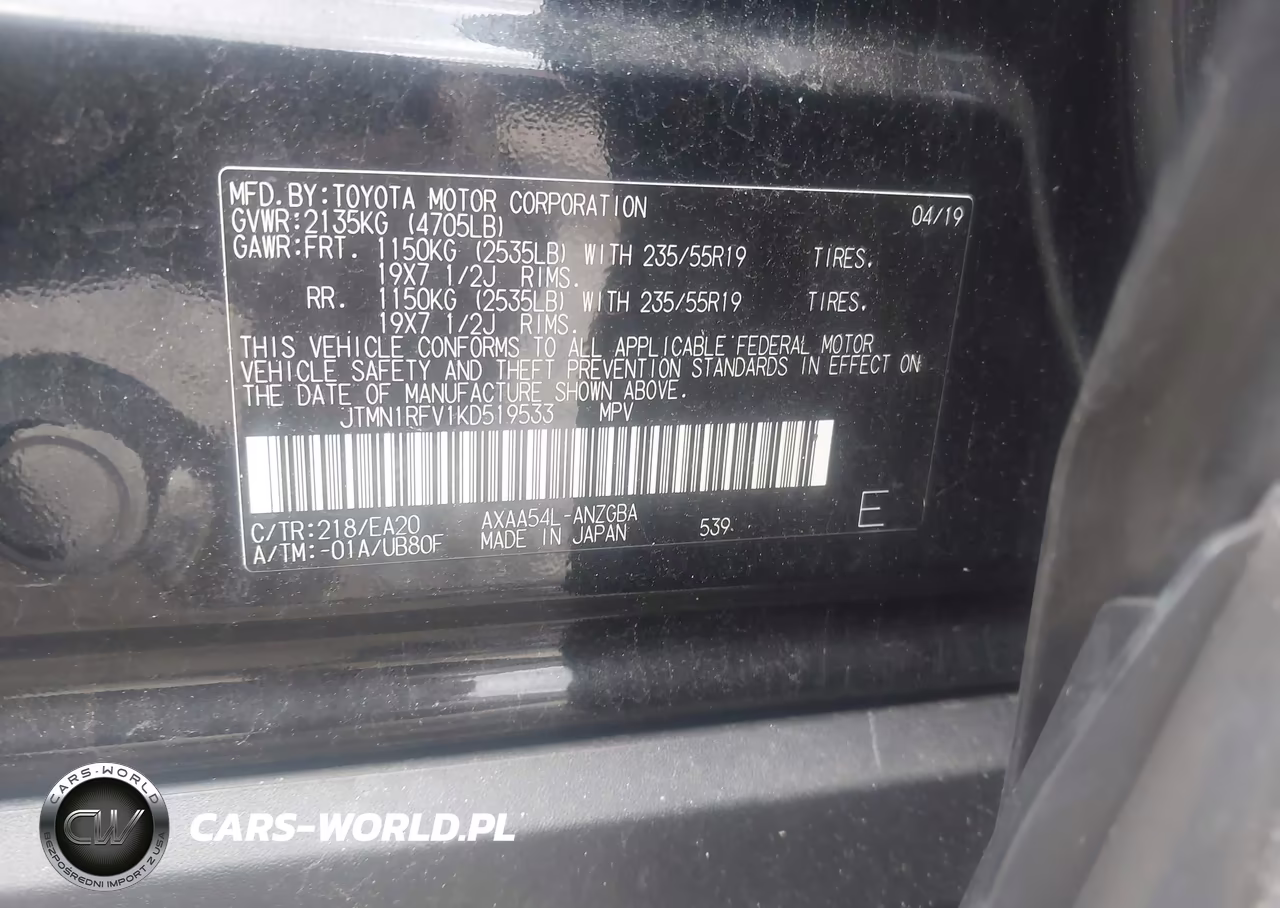 2019 Toyota Rav4 Limited VIN:JTMN1RFV1KD519533 - 9