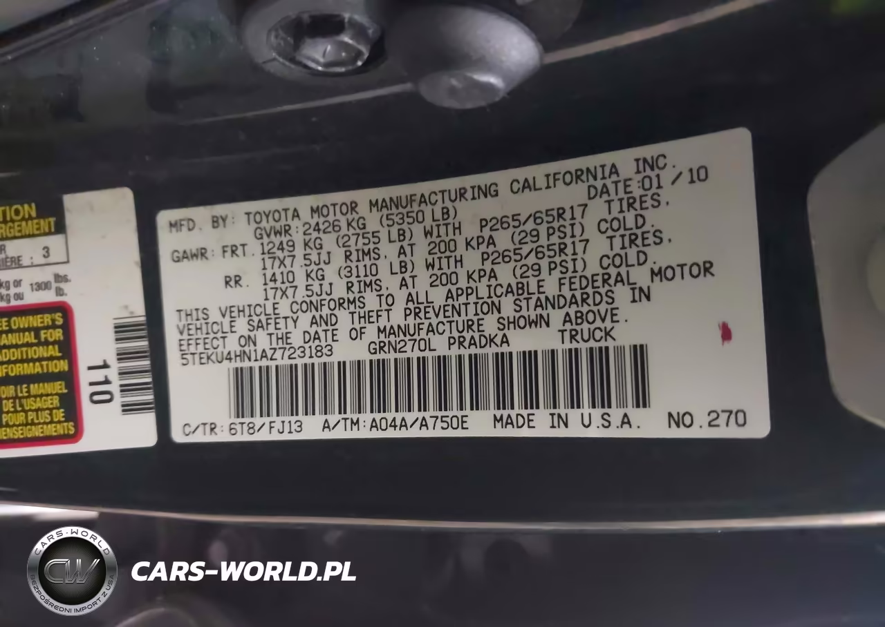 2010 Toyota Tacoma Prerunner V6 VIN:5TEKU4HN1AZ723183 - 9