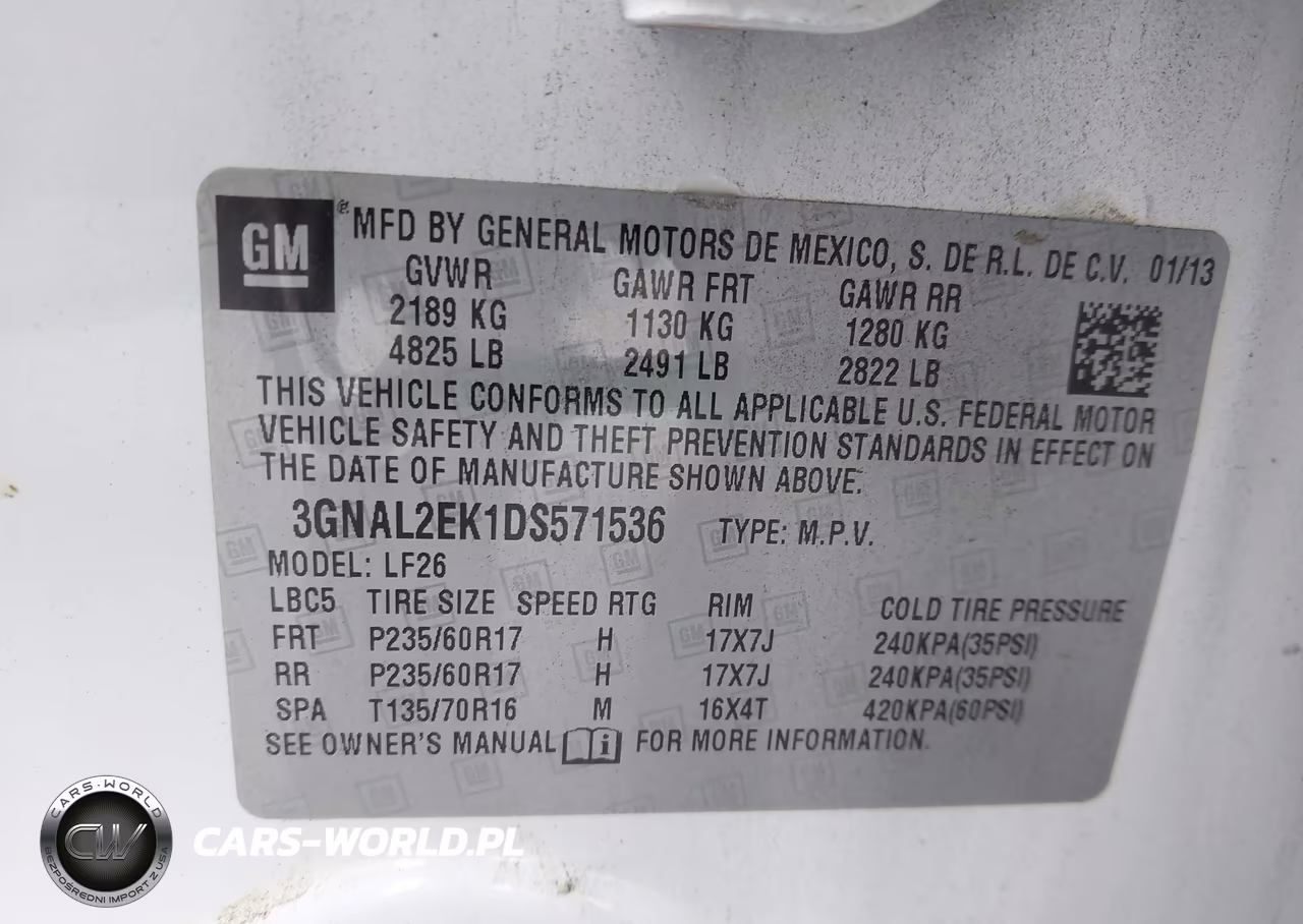 2013 Chevrolet Captiva Sport Fleet Ls VIN:3GNAL2EK1DS571536 - 9
