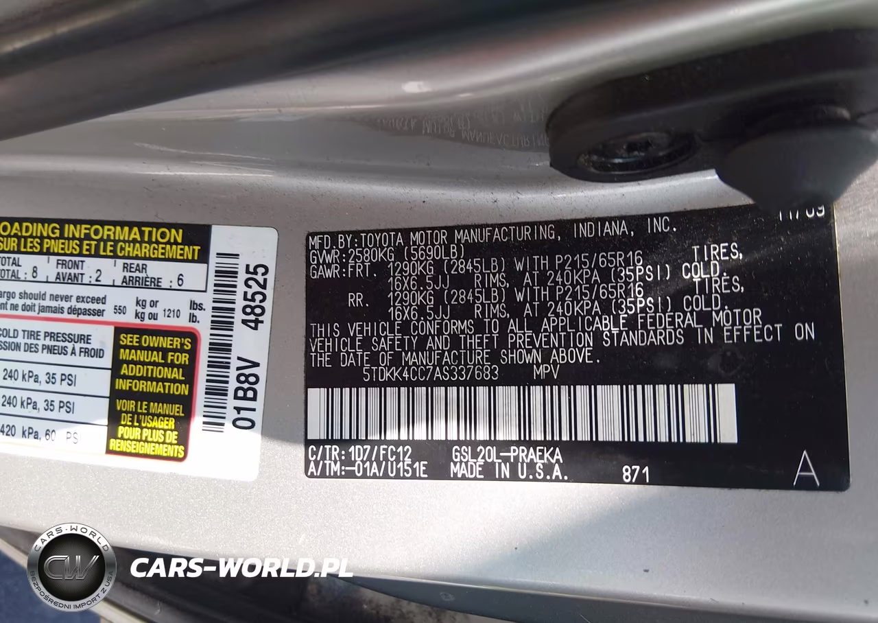 2010 Toyota Sienna Le VIN:5TDKK4CC7AS337683 - 9