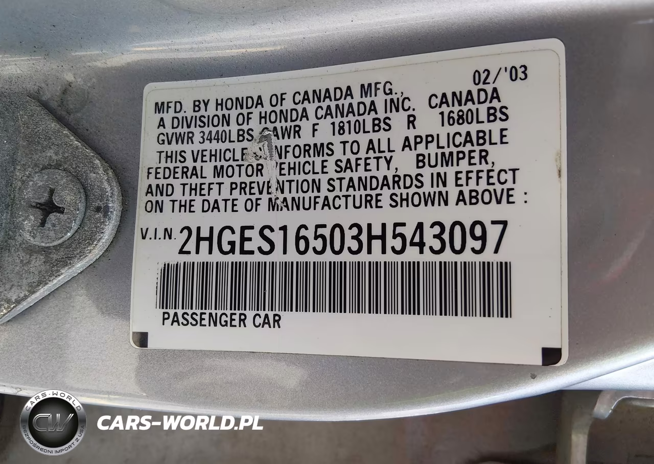 2003 Honda Civic Lx VIN:2HGES16503H543097 - 9