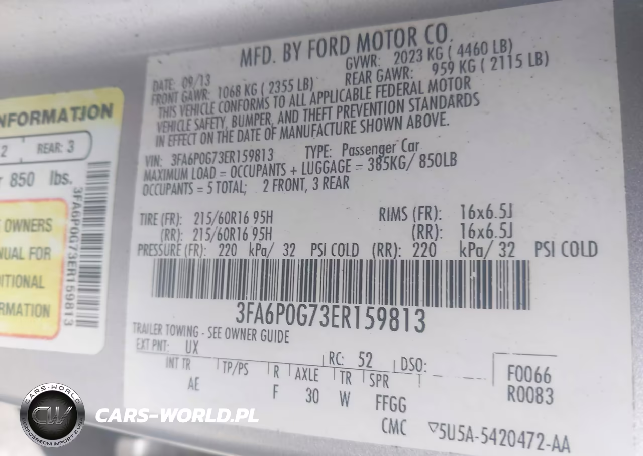 2014 Ford Fusion S VIN:3FA6P0G73ER159813 - 9