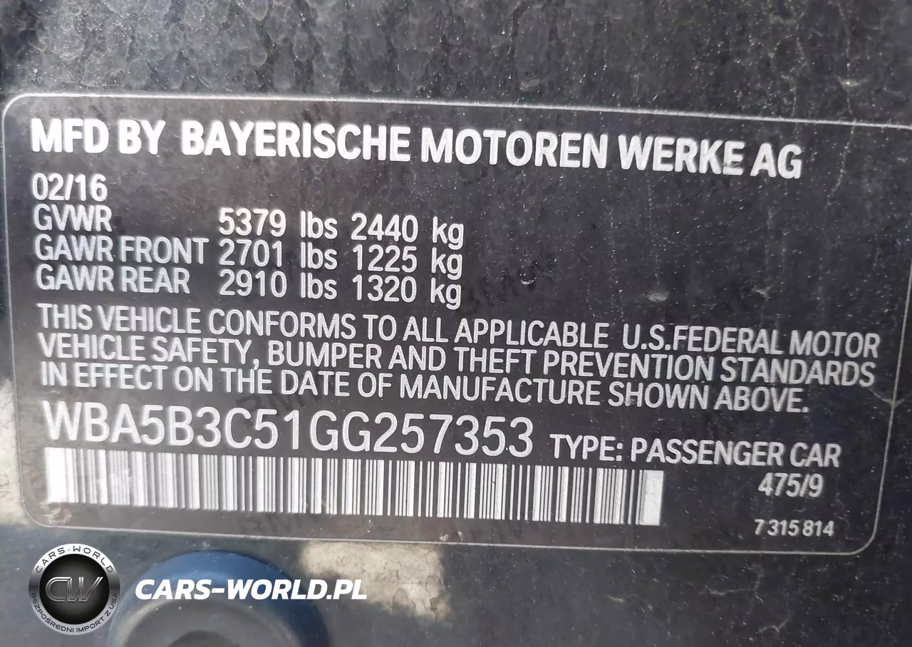2016 BMW 535I xDrive VIN:WBA5B3C51GG257353 - 9