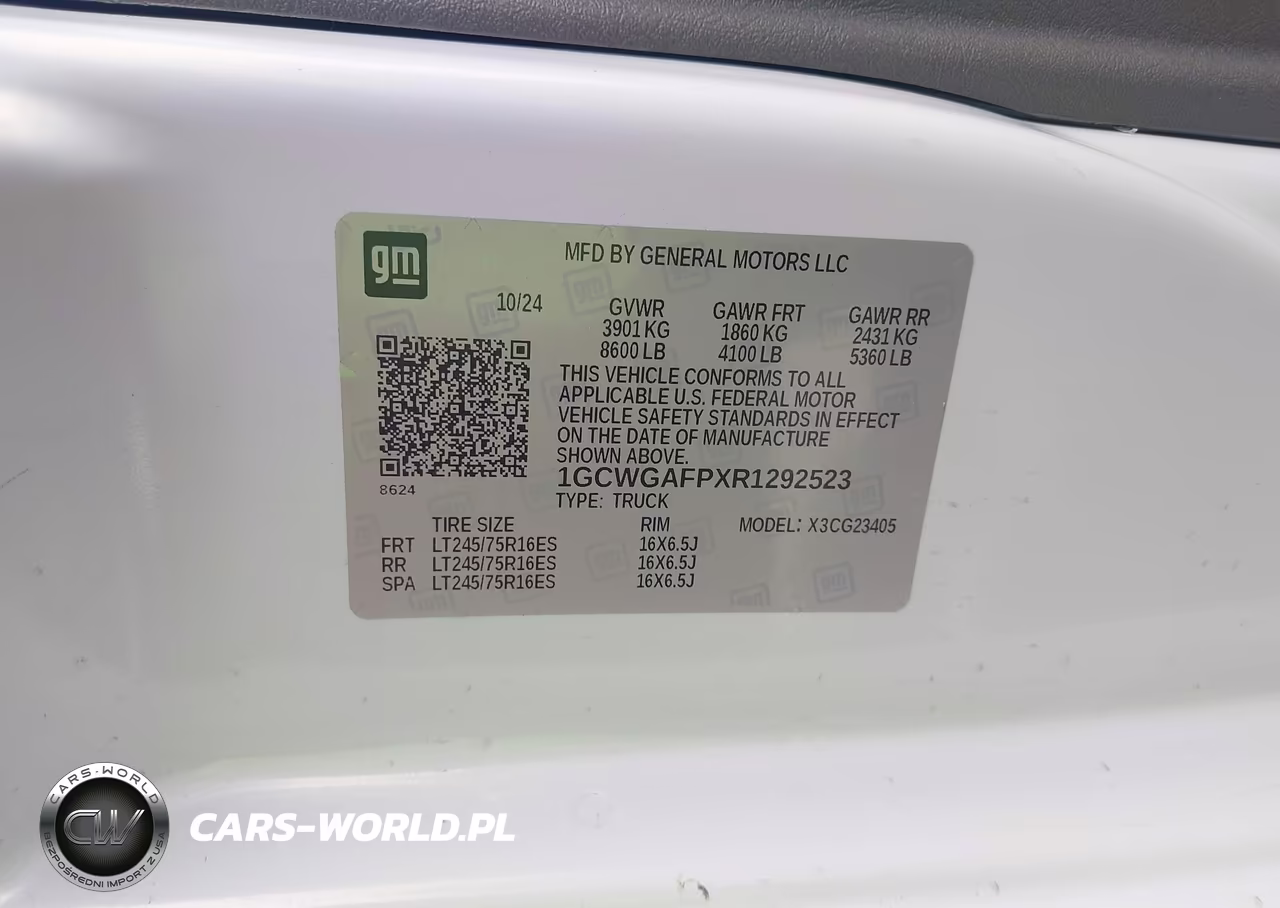 2024 Chevrolet Express Cargo Rwd 2500 Regular Wheelbase Wt VIN:1GCWGAFPXR1292523 - 9