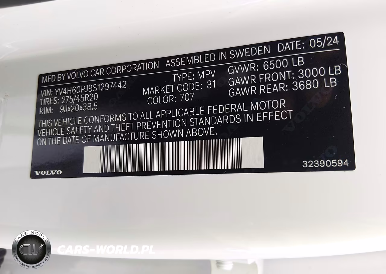 2025 Volvo Xc90 Plug-In Hybrid T8 Core 7-Seater VIN:YV4H60PJ9S1297442 - 9