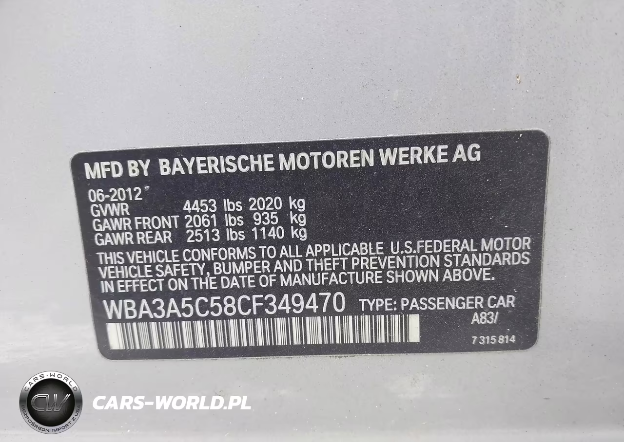 2012 BMW 328I VIN:WBA3A5C58CF349470 - 9