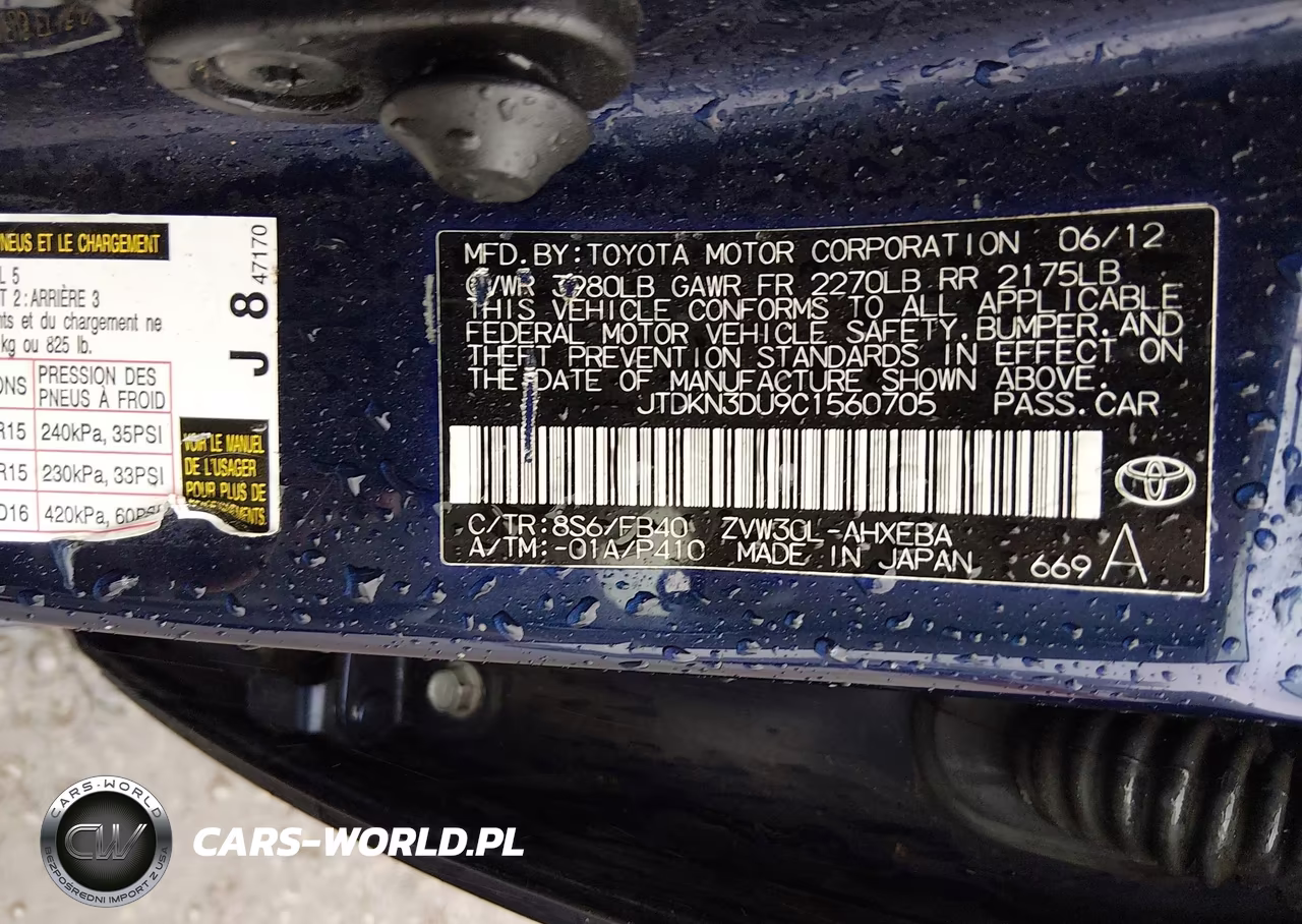2012 Toyota Prius Two VIN:JTDKN3DU9C1560705 - 9