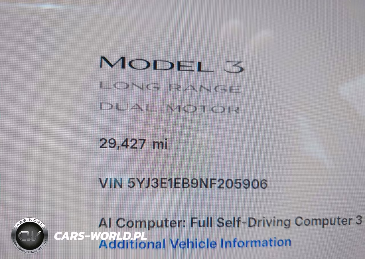 2022 Tesla Model 3 Long Range Dual Motor All-Wheel Drive VIN:5YJ3E1EB9NF205906 - 15