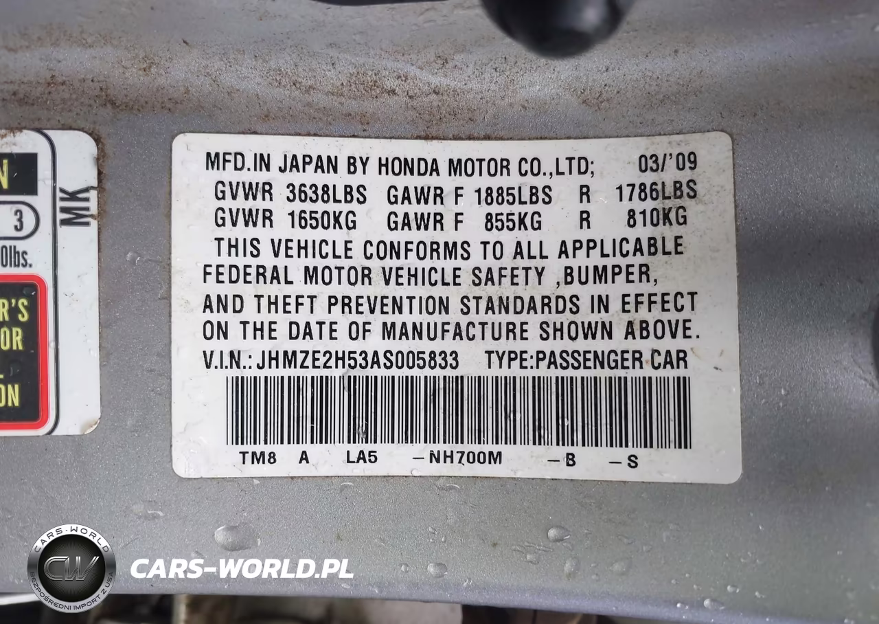 2010 Honda Insight Lx VIN:JHMZE2H53AS005833 - 9