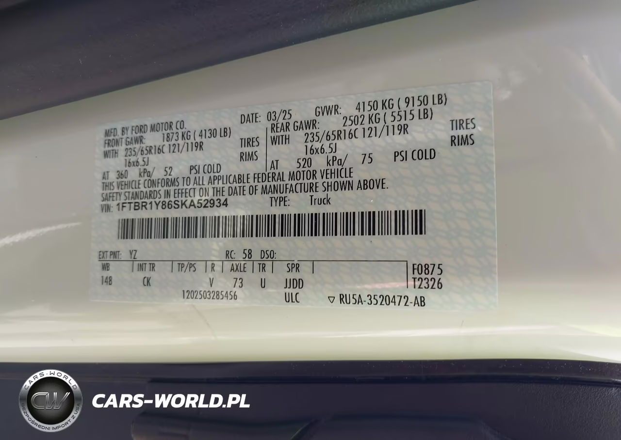 2025 Ford Transit-250 VIN:1FTBR1Y86SKA52934 - 9