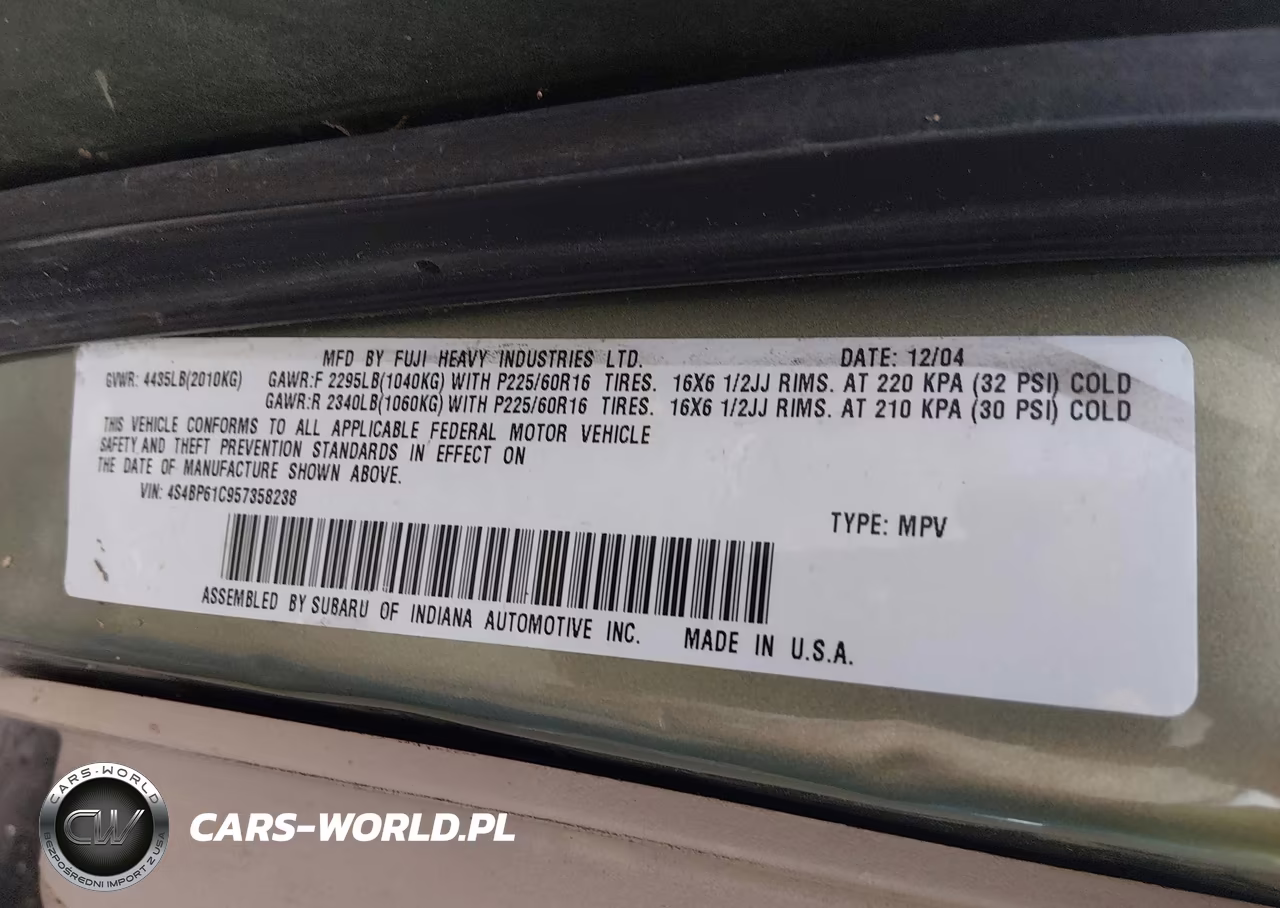 2005 Subaru Outback 2.5I VIN:4S4BP61C957358238 - 9