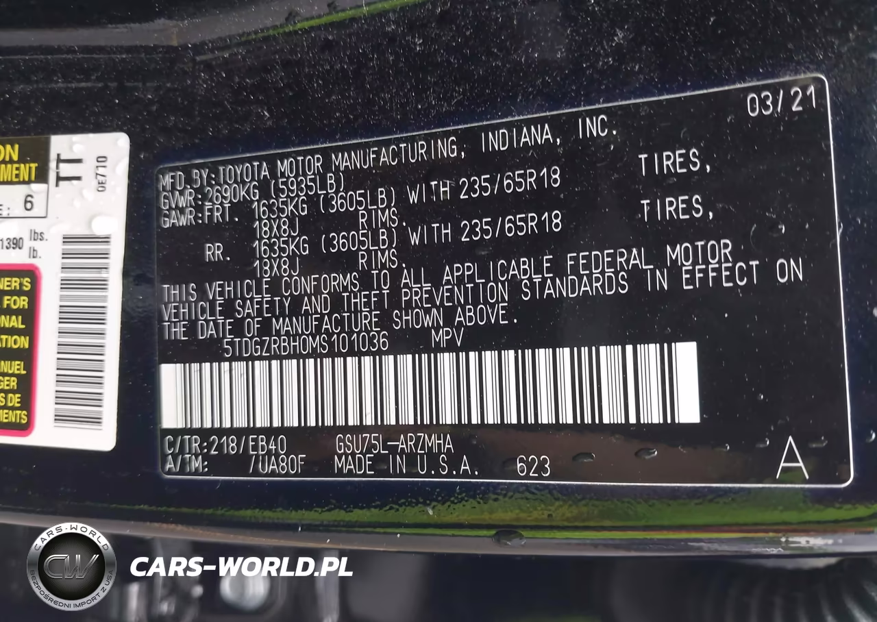 2021 Toyota Highlander Xle VIN:5TDGZRBH0MS101036 - 9
