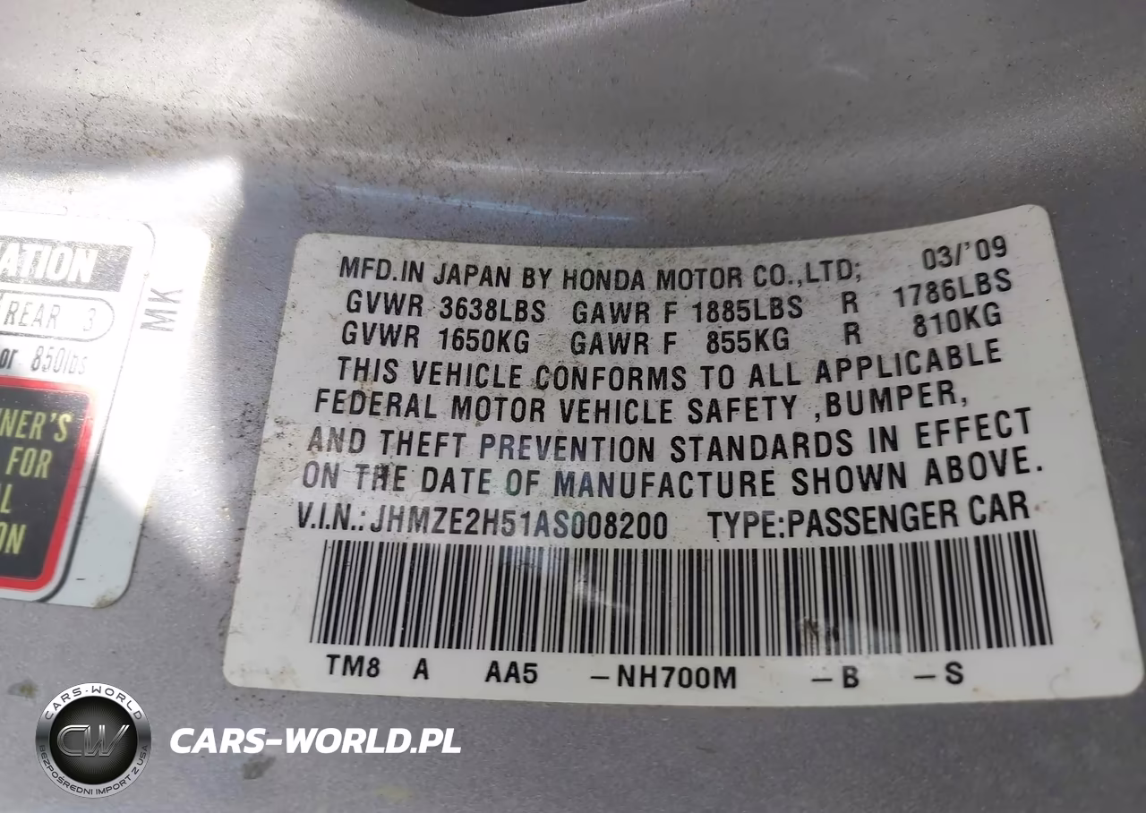 2010 Honda Insight Lx VIN:JHMZE2H51AS008200 - 9