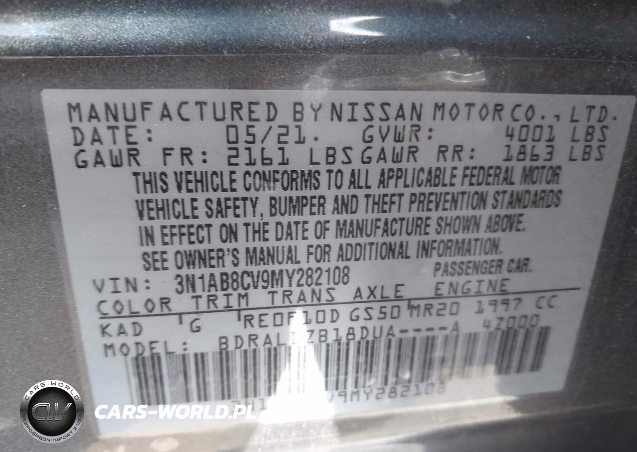 2021 Nissan Sentra Sv Xtronic Cvt VIN:3N1AB8CV9MY282108 - 9