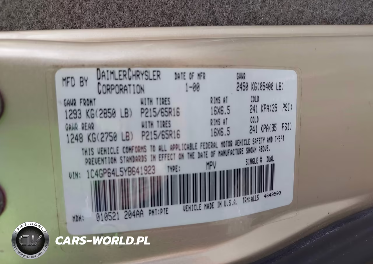 2000 Chrysler Town & Country Limited VIN:1C4GT64L5YB641923 - 9