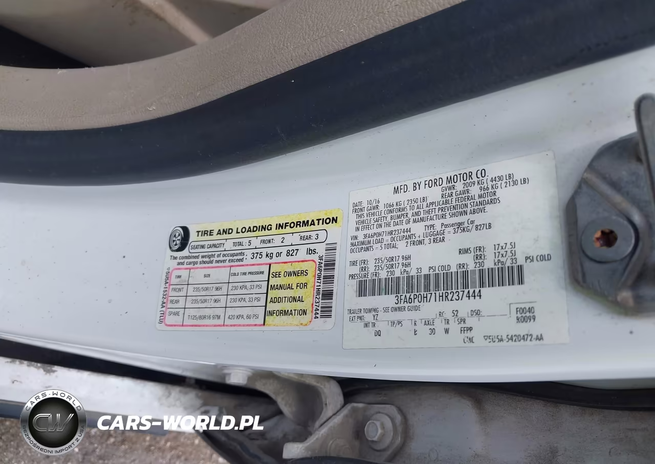 2017 Ford Fusion Se VIN:3FA6P0H71HR237444 - 9