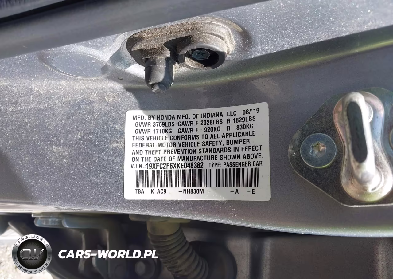 2019 Honda Civic Lx VIN:19XFC2F6XKE048382 - 9