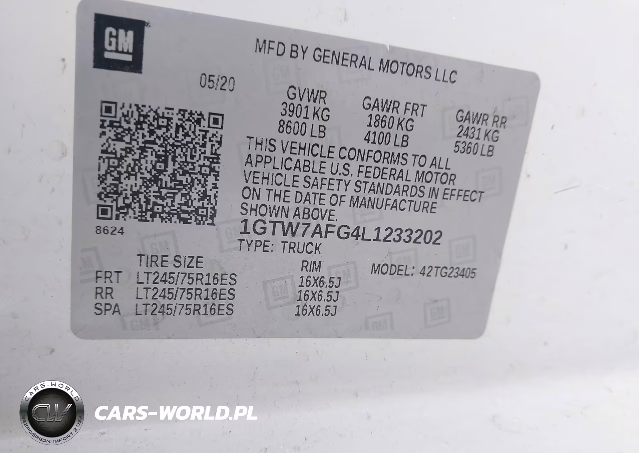 2020 GMC Savana Cargo Rwd 2500 Regular Wheelbase Work Van VIN:1GTW7AFG4L1233202 - 9