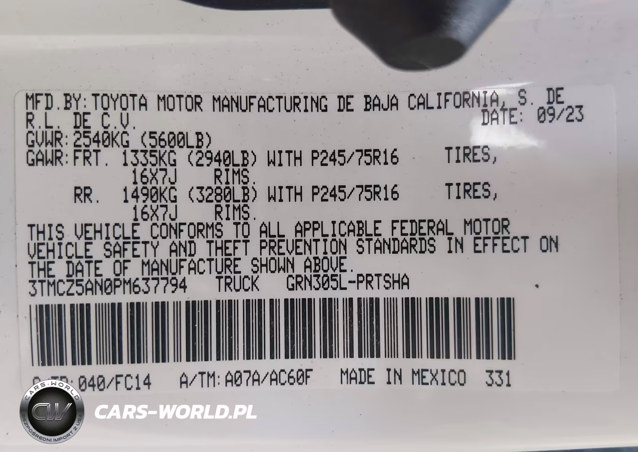 2023 Toyota Tacoma Sr5 V6 VIN:3TMCZ5AN0PM637794 - 9