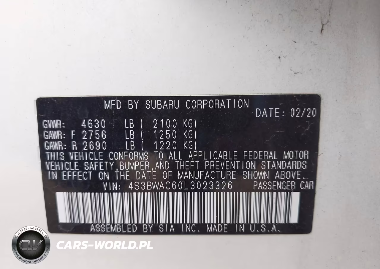 2020 Subaru Legacy Premium VIN:4S3BWAC60L3023326 - 9