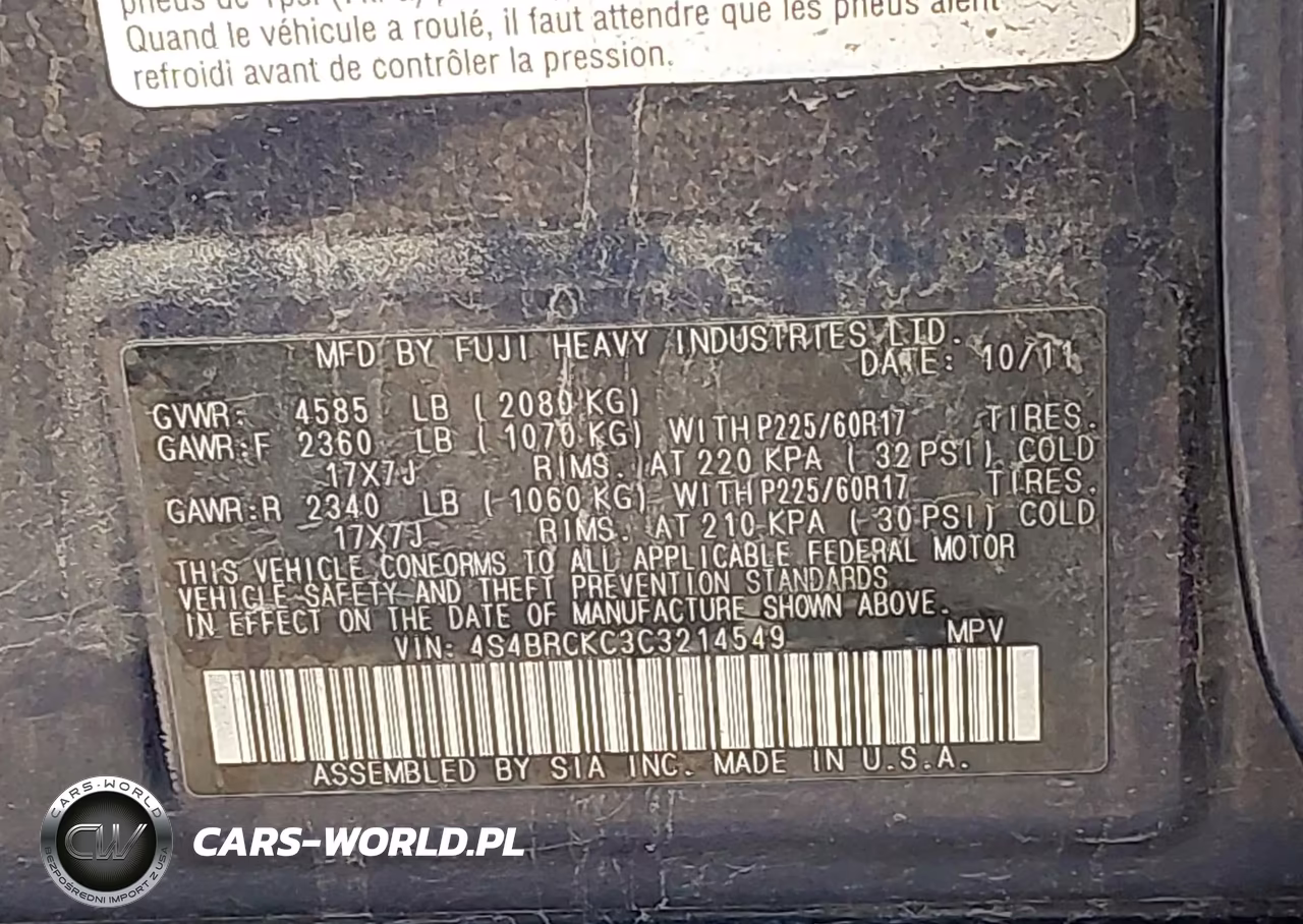 2012 Subaru Outback 2.5I Limited VIN:4S4BRCKC3C3214549 - 9