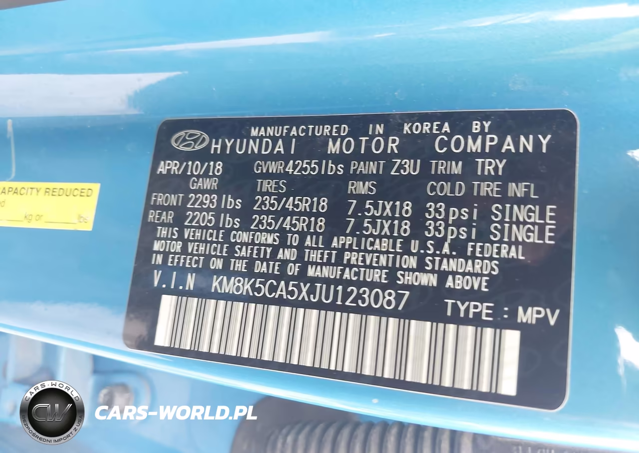 2018 Hyundai Kona Ultimate VIN:KM8K5CA5XJU123087 - 9