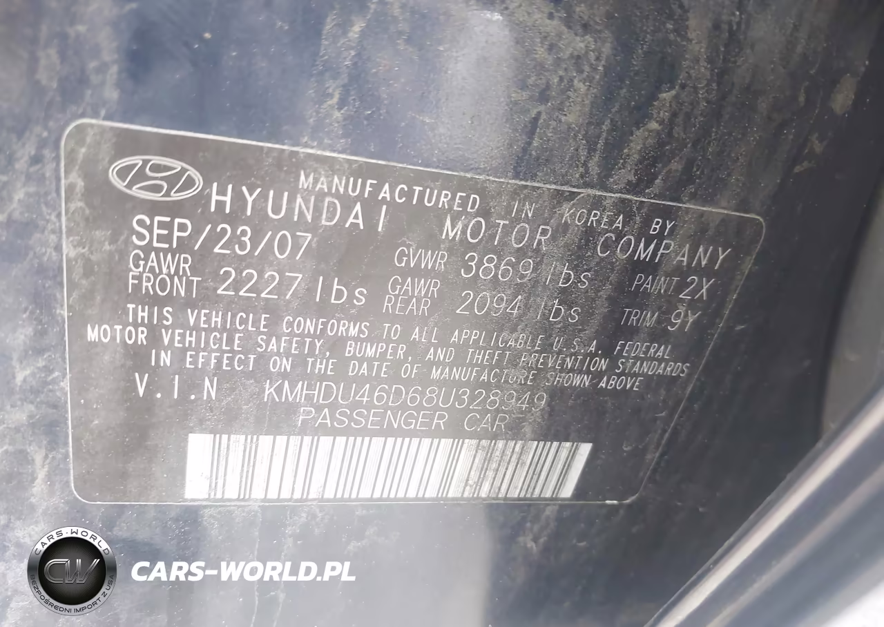 2008 Hyundai Elantra Gls-Se VIN:KMHDU46D68U328949 - 9