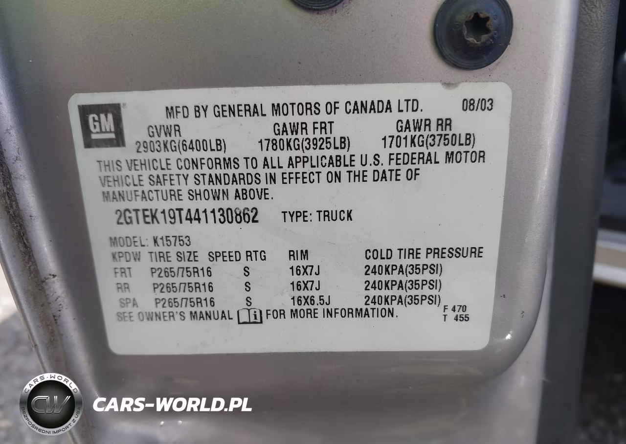 2004 GMC Sierra 1500 Sle VIN:2GTEK19T441130862 - 9