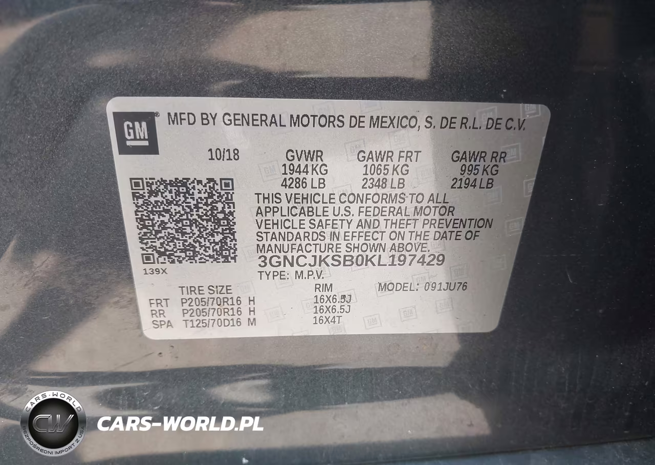 2019 Chevrolet Trax Ls VIN:3GNCJKSB0KL197429 - 9