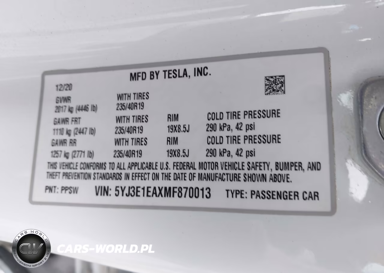 2021 Tesla Model 3 Standard Range Plus Rear-Wheel Drive VIN:5YJ3E1EAXMF870013 - 9