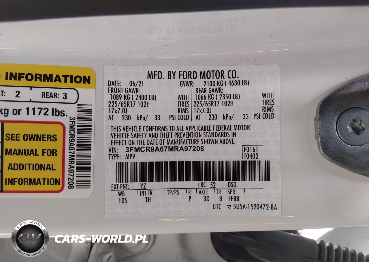 2021 Ford Bronco Sport VIN:3FMCR9A67MRA97208 - 9