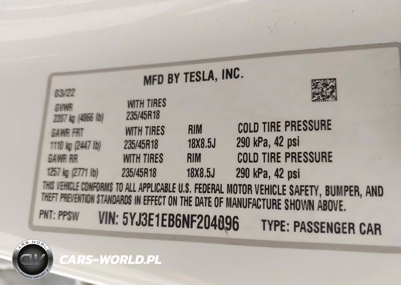 2022 Tesla Model 3 Long Range Dual Motor All-Wheel Drive VIN:5YJ3E1EB6NF204096 - 9