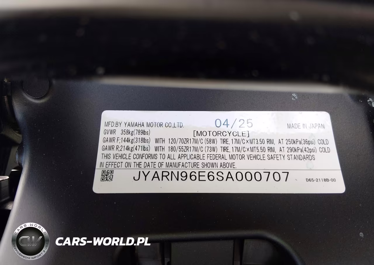 2025 Yamaha Mtm890 VIN:JYARN96E6SA000707 - 10
