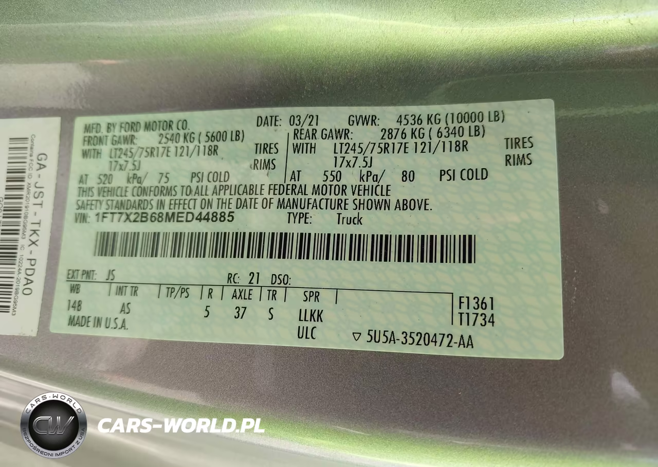 2021 Ford F-250 Xl VIN:1FT7X2B68MED44885 - 9