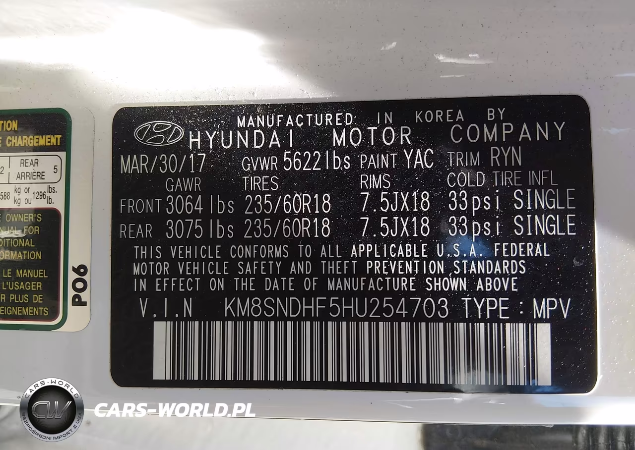 2017 Hyundai Santa Fe Se VIN:KM8SNDHF5HU254703 - 9