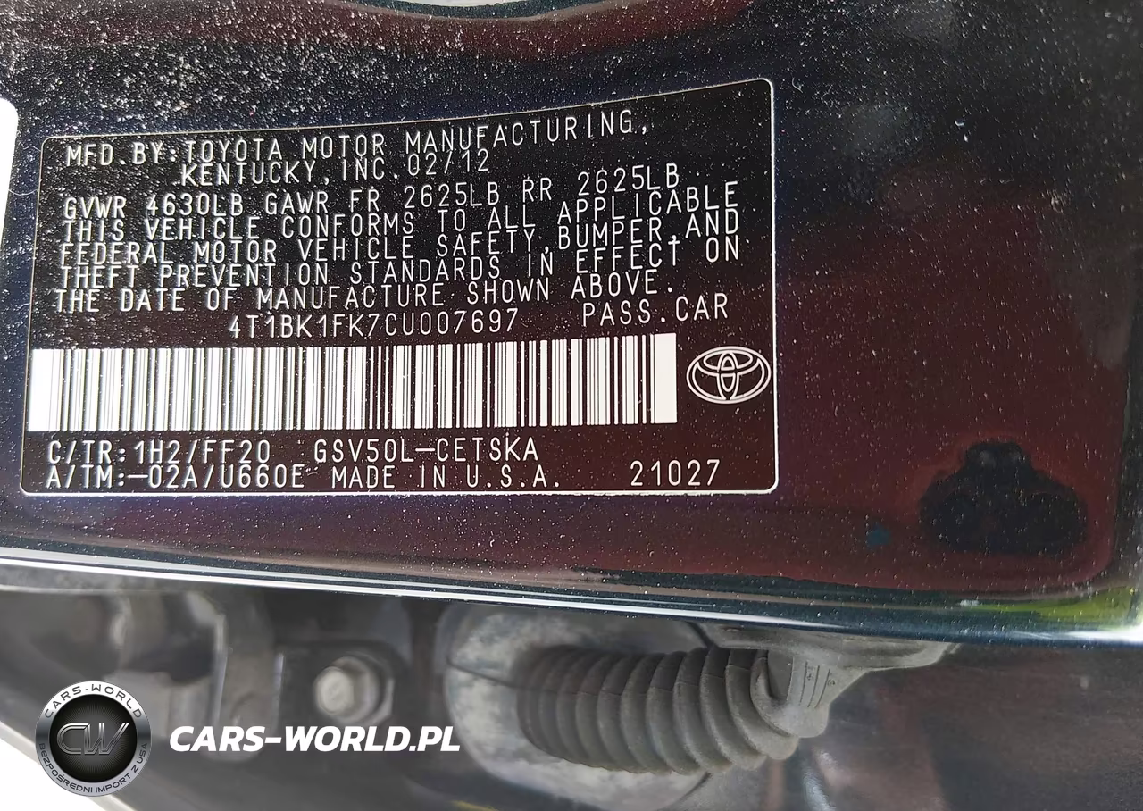 2012 Toyota Camry Se V6 VIN:4T1BK1FK7CU007697 - 9