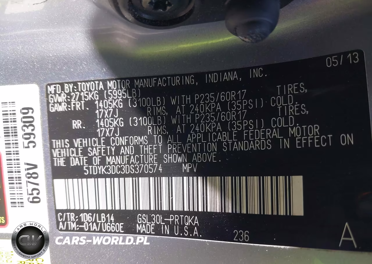 2013 Toyota Sienna Xle V6 8 Passenger VIN:5TDYK3DC3DS370574 - 9