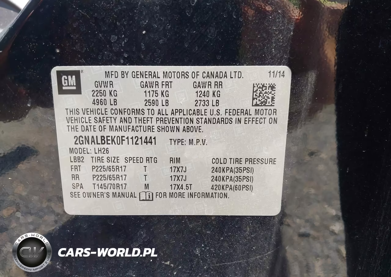 2015 Chevrolet Equinox Lt VIN:2GNALBEK0F1121441 - 9